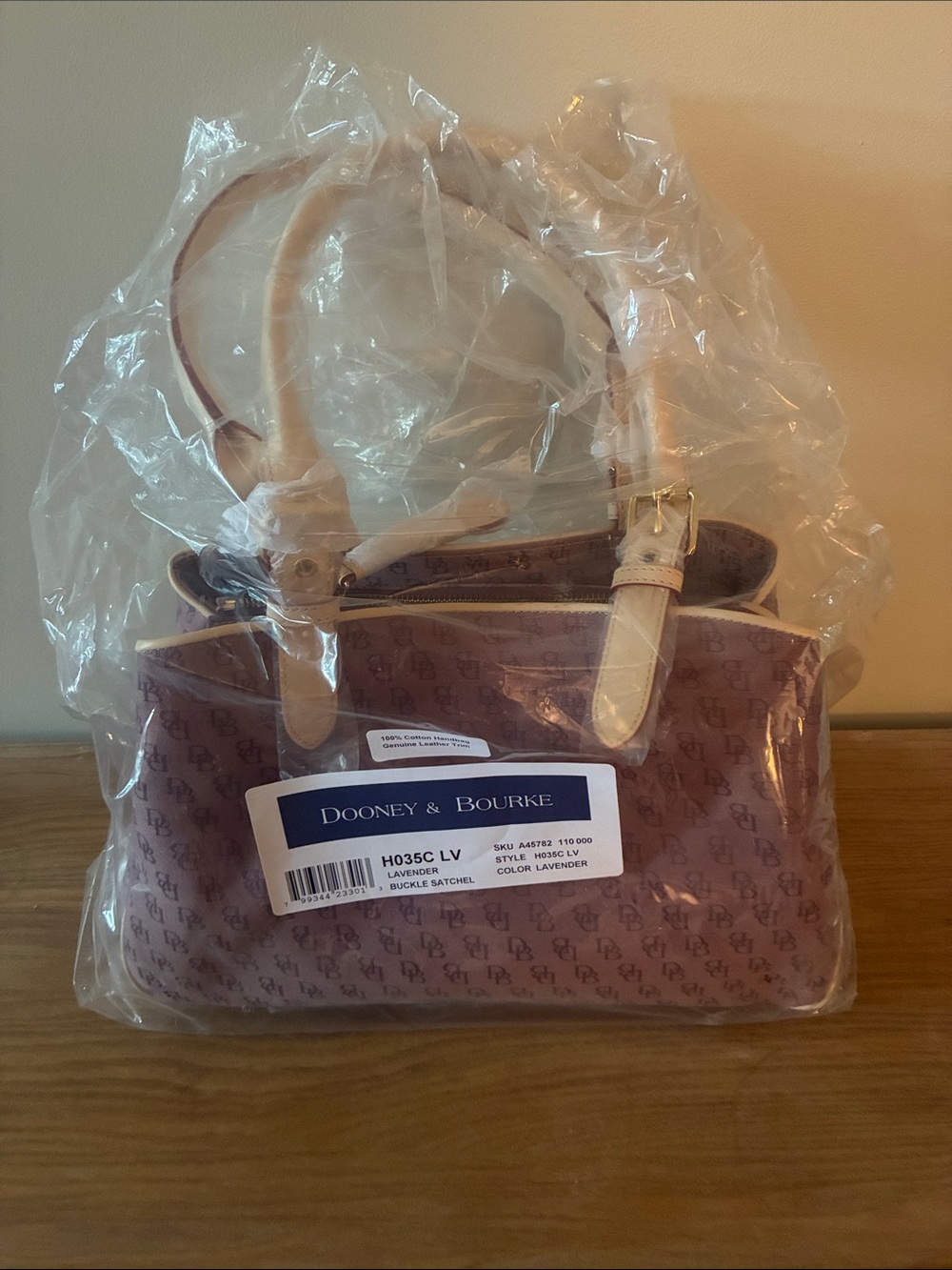 Dooney & Bourke Lavender Logo Satchel with Cream Trim